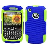 Blue Green 2 in 1 Hybrid Rubber Plastic Skin Case Cover for Blackberry Curv ....