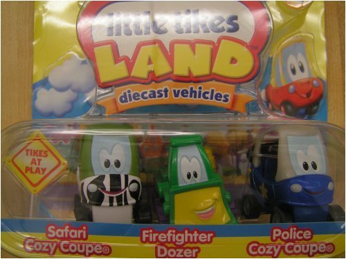 Little Tikes Land Diecast Vehicle Set: SAFARI COZY COUPE,FIREFIGHTER DOZER,POLICE COZY COUPE