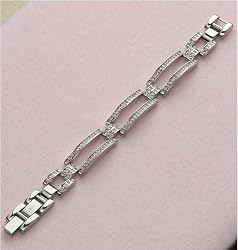 J-Steel by Fyn Studios Stainless-Steel Rectangle Link Pink Diamonova Bracelet JSF-843332001761
