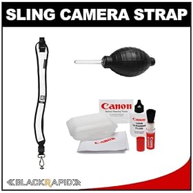 BlackRapid RS-W1 Women's Ballistic Nylon Camera Strap (White) with Canon Cleaning Kit for Canon Digital SLR Rebel T2i, T3, T3i, T4i EOS 60D, 7D, 5D Mark II, 1Ds, 1D, 1DX