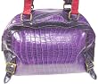 Purple Red & Black Mock Croc Handbag Brass Accents