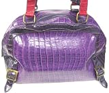 Purple Red & Black Mock Croc Handbag Brass Accents