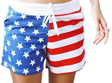 Womens USA Flag Pattern Beach Shorts (L)
