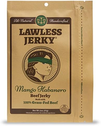 Lawless Craft Jerky Mango Habanero Beef Jerky 2 Ounce Pouch, (Pack of 8)