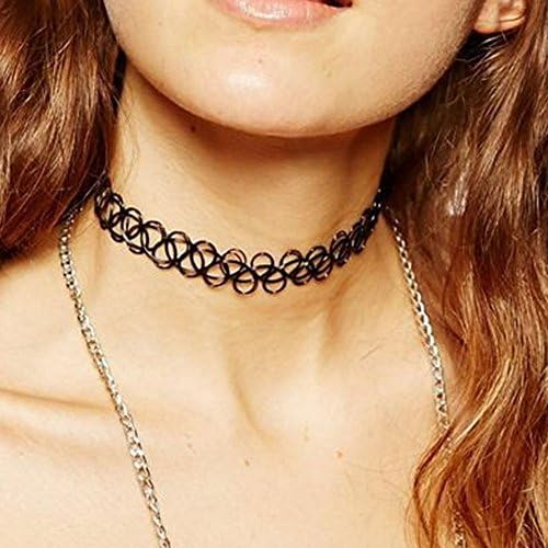 Blooming Jelly Women's Handmade Vintage Stretch Tattoo Choker Necklace Elastic Pendant