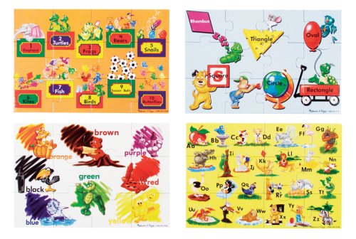 Childrens Toyshop  Toys : Melissa& Doug Land of Dinosaurs and Beginning Skills 48-pc. Heavy-Duty Cardboard Floor Puzzle Bundle