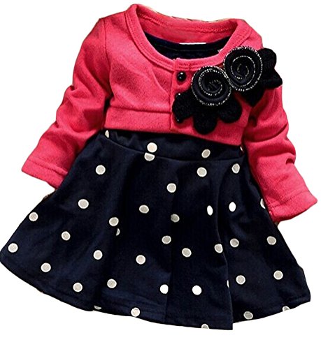 OURS Baby Girls Princess One Piece Flower Dot Dress
