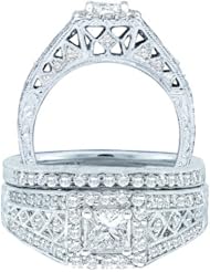 0.90CT DIAMOND 0.44CT CENTER PRINCESS BRIDAL SET
