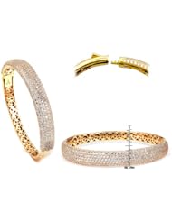 Sterling Silver with Cubic Zirconium Locking Clasp Bangle
