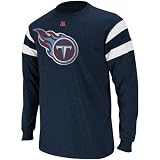NFL Men's Tennessee Titans End Of Line III Long Sleeve Crew Neck Overdyed Tee (Navy Heather/White, Medium)
