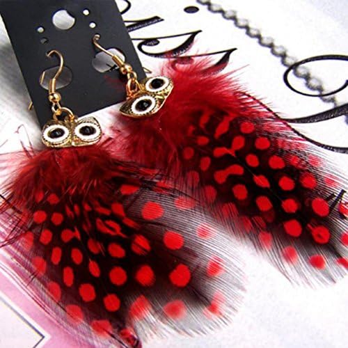 Fashion Owl Owlet Women Multi Color Dot Feathers Earrings Jewellery Drop Dangle Earring