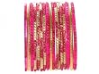 Beachcombers! Ethnic Glass Indian Bangles Belly Dance Bracelets Set Fuchsia Gold