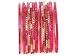 Beachcombers! Ethnic Glass Indian Bangles Belly Dance Bracelets Set Fuchsia Gold