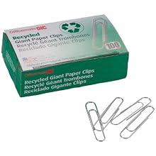 Officemate Recyled Giant Paper Clips, Pack of 10 Boxes of 100 Clips Each (99964)