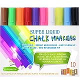 Chalk Markers -- Yukiss® Vibrant Liquid Chalk Pens: 10 Pack with 6mm Reversible Tip + 4 Free Tips + 8 Free Chalk Labels (Super Chalk, Your Best Choice of Chalk Pen and Liquid Chalk Markers)