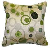 16x16 Green Sand Crazy Circles Chenille Decorative Throw Pillow Cover