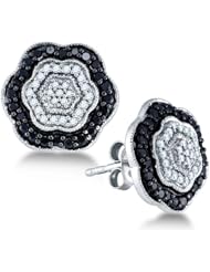 0.71 cttw. Black Diamond Fashion Earrings 10K White Gold
