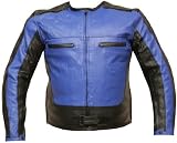 Stylish Leather Armor Motorcycle Jacket Blue Armor
