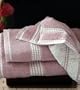 Towel Set 3-pieces in bi-face Light Lilac-White sophisticated technique, made in Europe