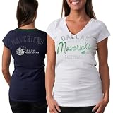 NBA Touch by Alyssa Milano Dallas Mavericks Ladies In The Bleachers T-Shirt - White-Navy Blue (Medium)