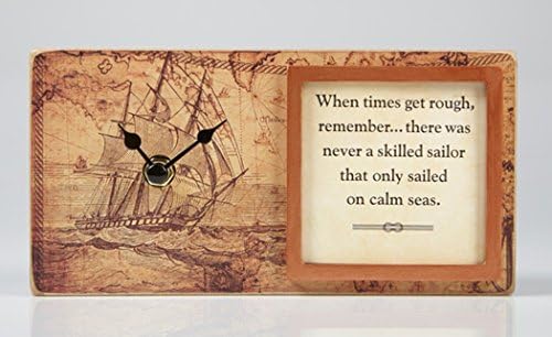 Blocks of Time Framed Tabletop Clock with Christian Verse, Skilled Sailor, 8 Inch