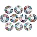 Bundle Monster 10 Nail Art Nailart Manicure Wheels w/ 3D Designs Glitters Rhinestones Beads - total over 14000pc