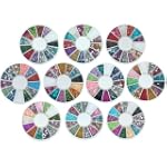 Bundle Monster 10 Nail Art Nailart Manicure Wheels w/ 3D Designs Glitters Rhinestones Beads - total over 14000pc $17.99