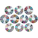 Bundle Monster 10 Nail Art Nailart Manicure Wheels w/ 3D Designs Glitters Rhinestones Beads - total over 14000pc