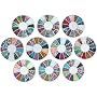 Bundle Monster 10 Nail Art Nailart Manicure Wheels w/ 3D Designs Glitters Rhinestones Beads - total over 14000pc