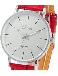 Nice Watches RED Leather Oversized Men Quartz Analog Women Lady Men Wrist Watch With Upgrade Gift Box