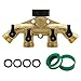 Maggift 4 Way Brass hose splitter, Heavy Duty Garden Hose Connector with 4 shut-off Valves 3/4