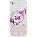 3Cworld iPhone 8 Case, iPhone 7 Case, Ultra Thin Clear Art Pattern Crystal Gel TPU Rubber Flexible Slim Skin Soft Case for iPhone 7 / iPhone 8 (Flower Butterfly - White)