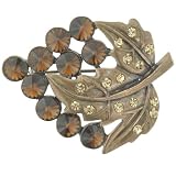 Vintage Double Leaf Tiger Eye Fashion Brooch Pin