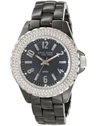Anne Klein Womens 12/1983BMBB Black Ceramic, Stainless Steel, and Swarovski Crystal Bracelet Watch
