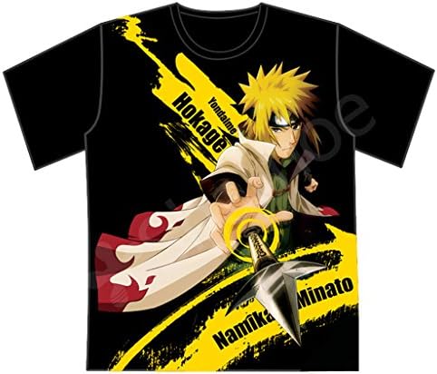 NARUTO Anime T-Shirt Namikaze Minato Black Medium