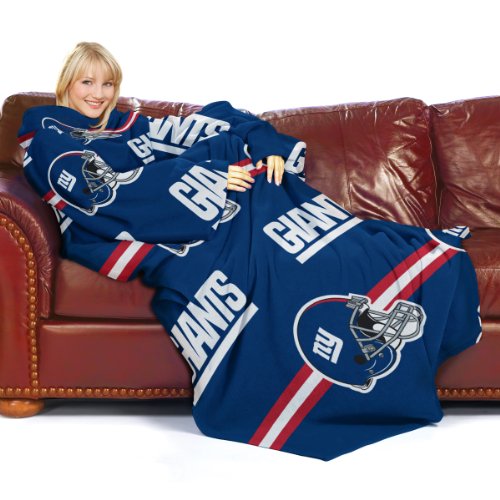 NFL New York Giants Comfy Throw, Officially Licensed Blanket with Sleeves 
