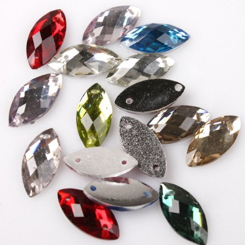 150pcs Colorful Horse Eye Style Sew-on Flatback Embellishment Buttons 7*15mm