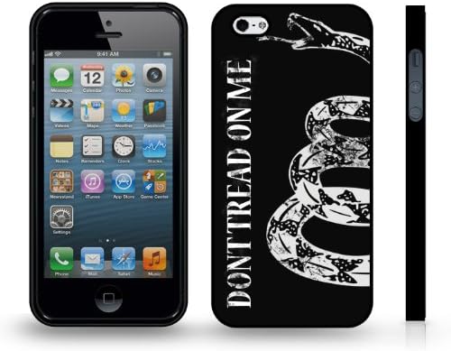 "Don't Tread On Me " Snake Black and White, Snap-on Cover Hard Carrying Case for iPhone 5/5S (Black)