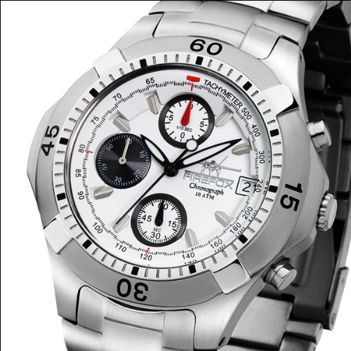 FIREFOX ERASER Herrenuhr Edelstahl Chronograph FFS16-101 weiß