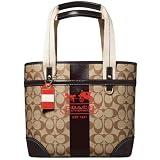 AUTHENTIC COACH HERITAGE SIGNATURE STRIPE SMALL TOTE 11349 (Khaki/Brown)