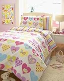 GIRLS PINK & YELLOW PRINTED DOUBLE DUVET COVER SET