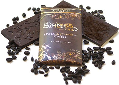12-pack-sinless Raw Coffee 85% Chocolate Bar, 2.25 Oz (64g) (Coffee 85%)