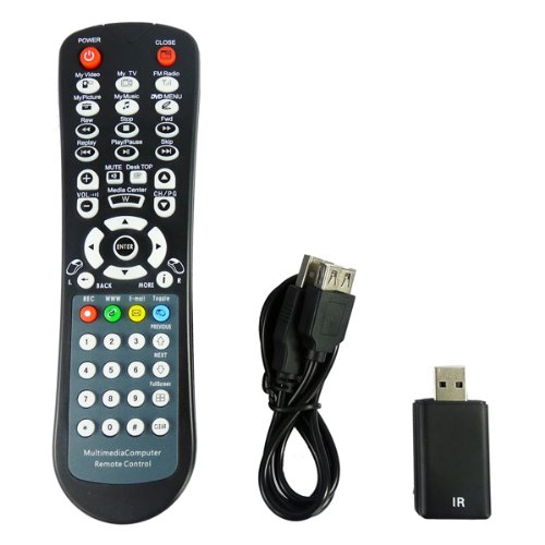 Wireless USB PC Remote Control Wireless IR For PC Laptop ,CD, VCD, DVD, MP3, Microsoft Media Player, WinAMP, Internet navigation and presentation software w/ Wireless mouse functions (up to 33ft)