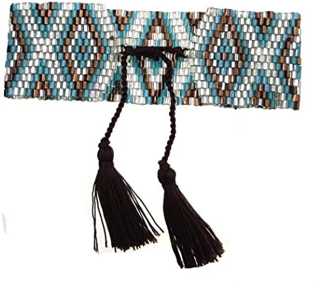 Golden Bell Cylindrical Glass Bead Connecting Handcraft Bracelet,Cotton Thread Weaved Handwork And Adjustable Charm Knot--Color Style:01