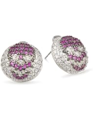 CZ by Kenneth Jay Lane "Trend Collection" 8 cttw Pave Button Skull Stud Earrings