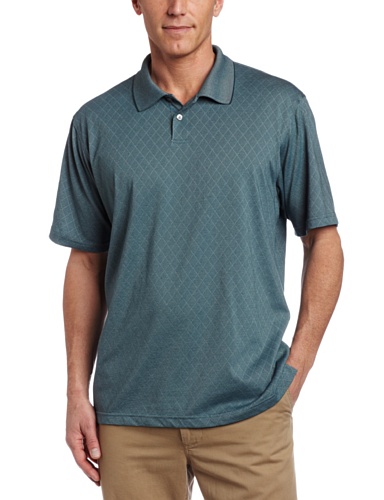 Van Heusen Mens Micropoly Diamond Polo, Turq Urchin, XX-Large