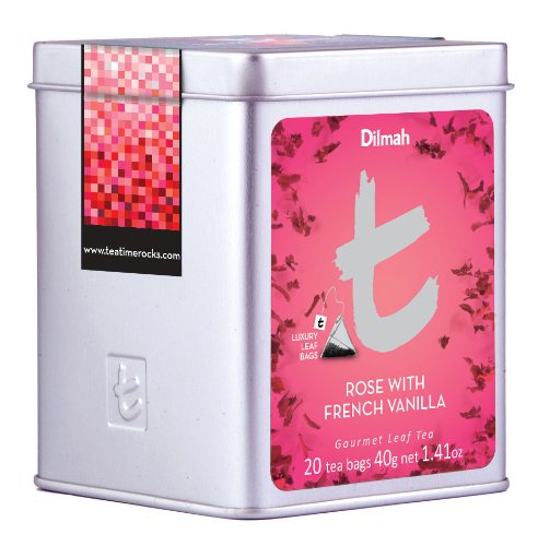 Dilmah T-Series Rose with French Vanilla, 20-Count Luxury Leaf Tea Bags (Pack of 3)