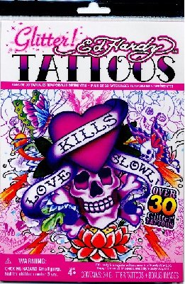 Ed Hardy Love Kills Slowly 30 Temporary Glitter Tattoos - MADE IN USA