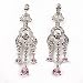 Sterling Silver Earrings with Pink CZ - Size: 43mm