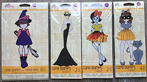 Prima Marketing Julie Nutting Dool Stamps: bundle with 4 sets Skelly, Bootiful, Catgirl + Stamp &amp; Die Set Lil' Witch